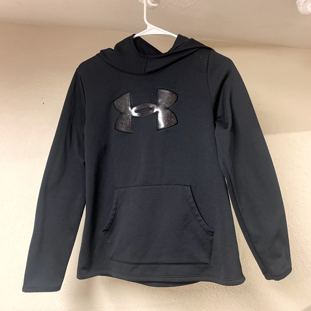 Under Armour Black Sweatshirt Youth Girls XL - Excellent Used Condition